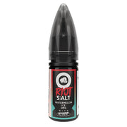 Bottle of Watermelon Ice Riot Squad Punx Nic Salts with bold pink and green packaging, featuring icy watermelon graphics, prominent Punx branding, and available in 5mg, 10mg, or 20mg nicotine strengths, made for nicotine salt vape devices